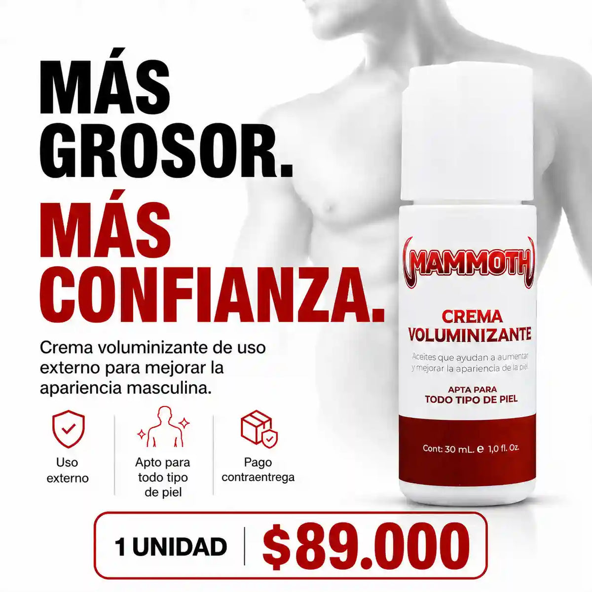 Mammoth®: Más grosor. Más seguridad. Más presencia masculina.